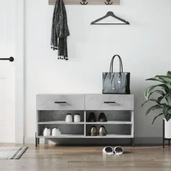 vidaXL Zapatero madera de ingeniería gris hormigón 102x35x55 cm Gris hormig&oacute;n Sale