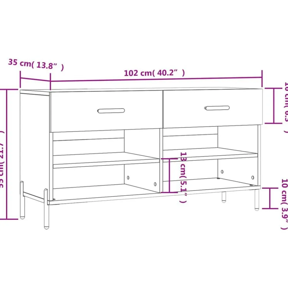 vidaXL Zapatero madera de ingeniería gris hormigón 102x35x55 cm Gris hormigón Sale