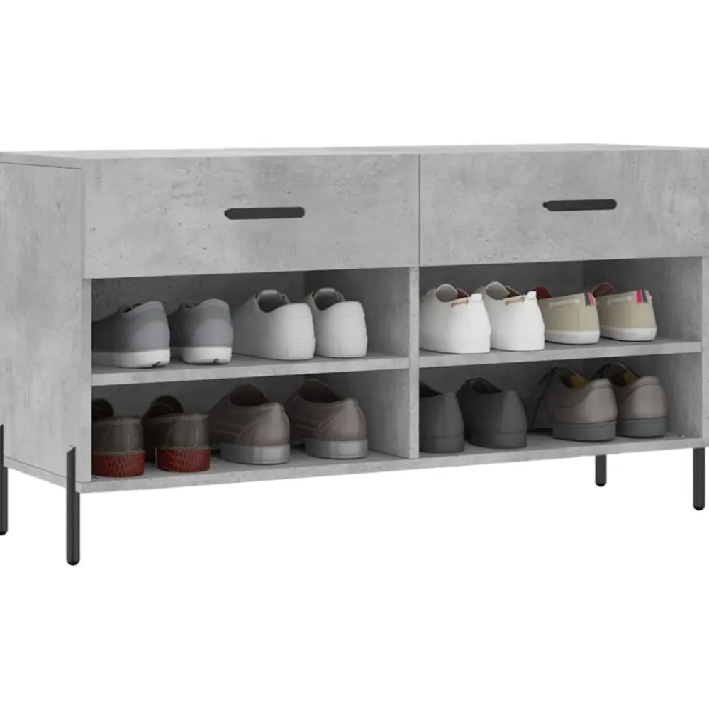 vidaXL Zapatero madera de ingeniería gris hormigón 102x35x55 cm Gris hormigón Sale