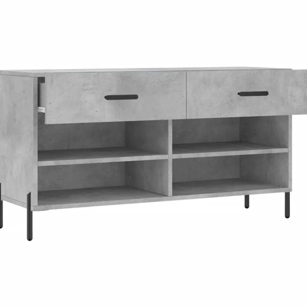 vidaXL Zapatero madera de ingeniería gris hormigón 102x35x55 cm Gris hormigón Sale