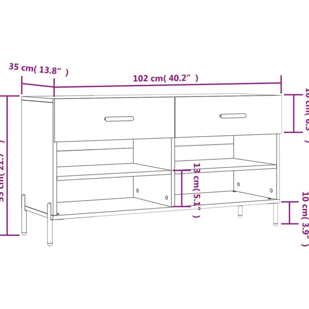 vidaXL Zapatero madera de ingeniería 102x35x55 cm Blanco Best