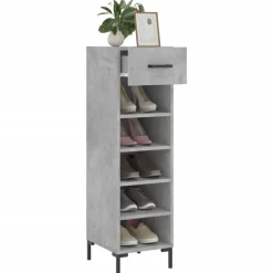 vidaXL Productos Del Hogar-Zapatero madera de ingeniería gris hormigón 30x35x105 cm