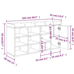 vidaXL Bancos-Zapatero madera de ingeniería 102x32x50 cm