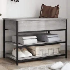vidaXL Zapatero madera de ingeniería 70x42,5x50 cm Gris sonoma New