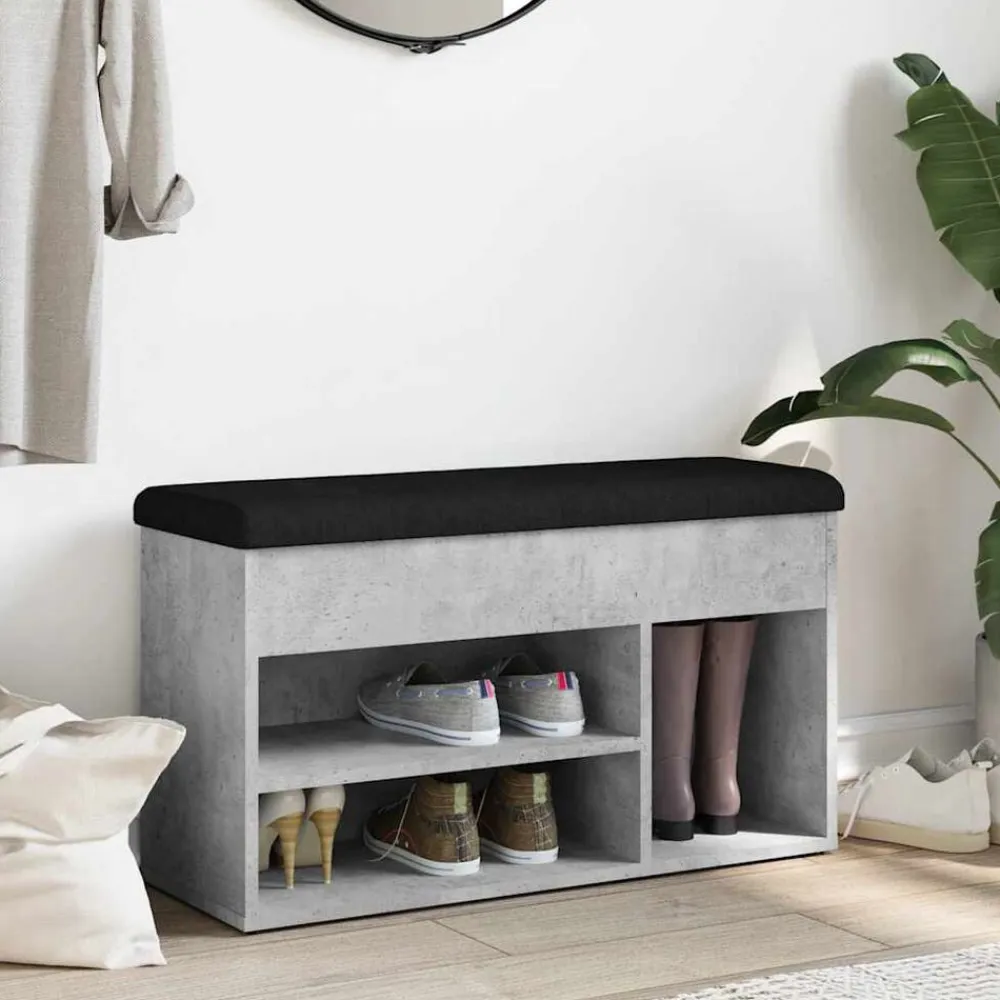 vidaXL Zapatero madera de ingeniería gris hormigón 82x32x45,5 cm Gris hormigón New