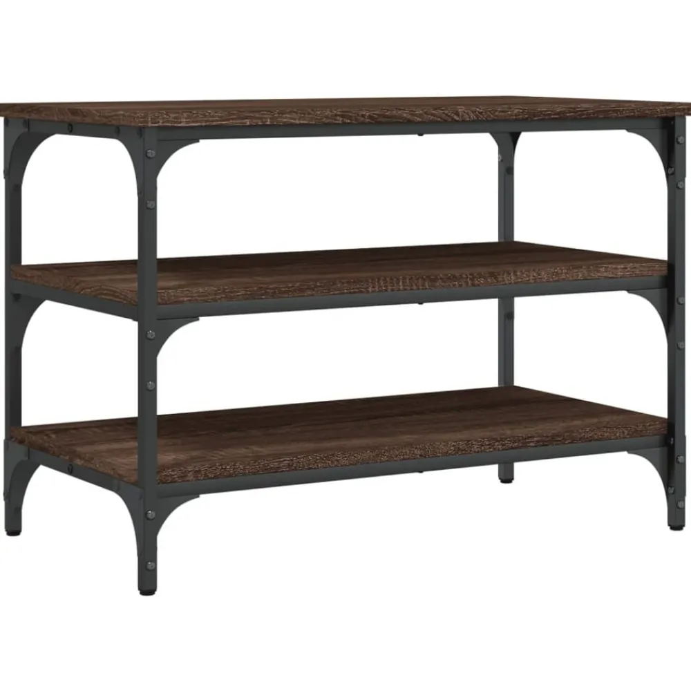 vidaXL Bancos-Zapatero madera de ingeniería roble marrón 70x38,5x49 cm