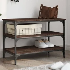 vidaXL Bancos-Zapatero madera de ingeniería roble marrón 70x38,5x49 cm