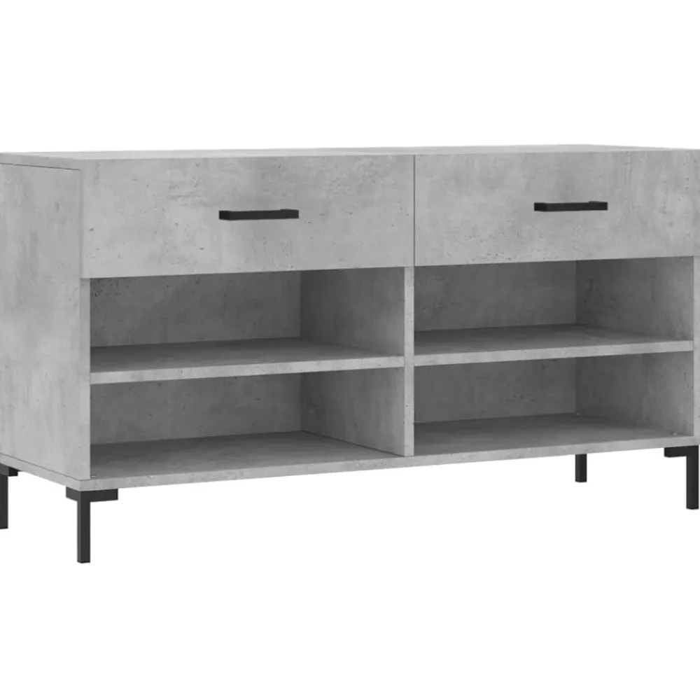 vidaXL Zapatero madera de ingeniería gris hormigón 102x35x55 cm Gris hormigón