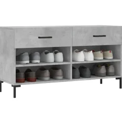 vidaXL Zapatero madera de ingeniería gris hormigón 102x35x55 cm Gris hormigón
