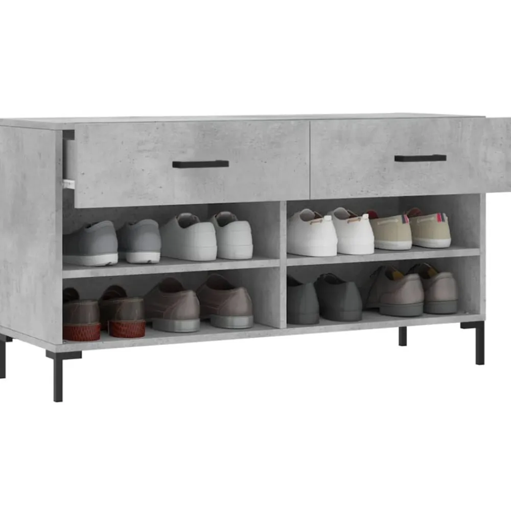 vidaXL Zapatero madera de ingeniería gris hormigón 102x35x55 cm Gris hormigón