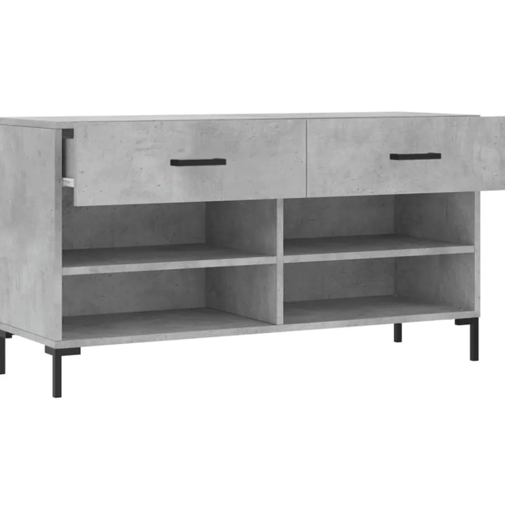 vidaXL Zapatero madera de ingeniería gris hormigón 102x35x55 cm Gris hormigón