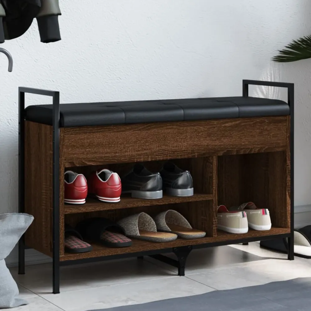 vidaXL Zapatero madera de ingeniería marrón roble 85,5x32x57,5cm Marrón roble New