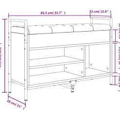 vidaXL Zapatero madera de ingeniería marrón roble 85,5x32x57,5cm Marrón roble New
