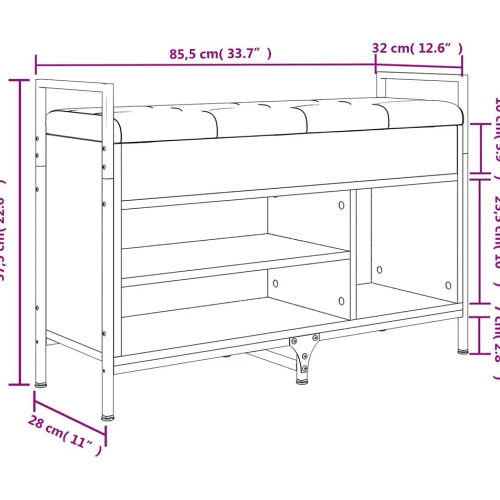vidaXL Zapatero madera de ingeniería marrón roble 85,5x32x57,5cm Marrón roble New