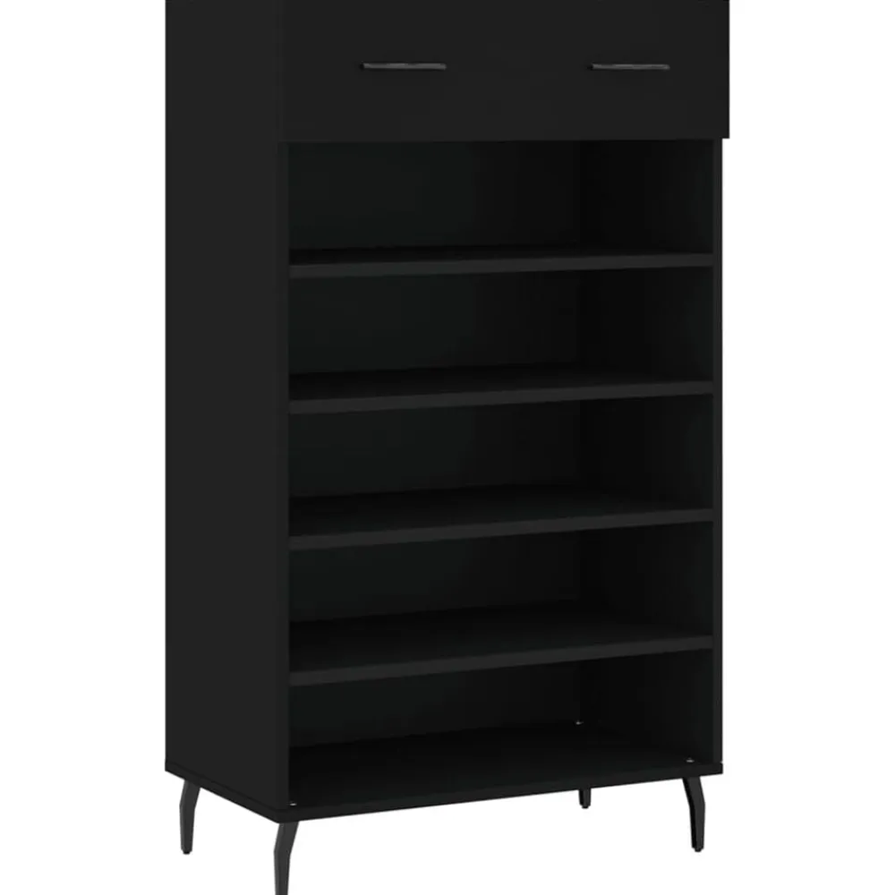 vidaXL Zapatero madera de ingeniería 60x35x105 cm Negro Clearance