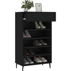 vidaXL Zapatero madera de ingeniería 60x35x105 cm Negro Clearance