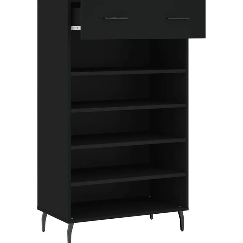 vidaXL Zapatero madera de ingeniería 60x35x105 cm Negro Clearance