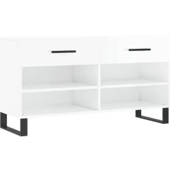vidaXL Zapatero madera de ingeniería blanco brillo 102x35x55 cm Blanco brillante Hot
