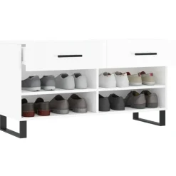vidaXL Zapatero madera de ingeniería blanco brillo 102x35x55 cm Blanco brillante Hot