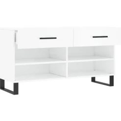 vidaXL Zapatero madera de ingeniería blanco brillo 102x35x55 cm Blanco brillante Hot