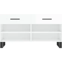 vidaXL Zapatero madera de ingeniería blanco brillo 102x35x55 cm Blanco brillante Hot