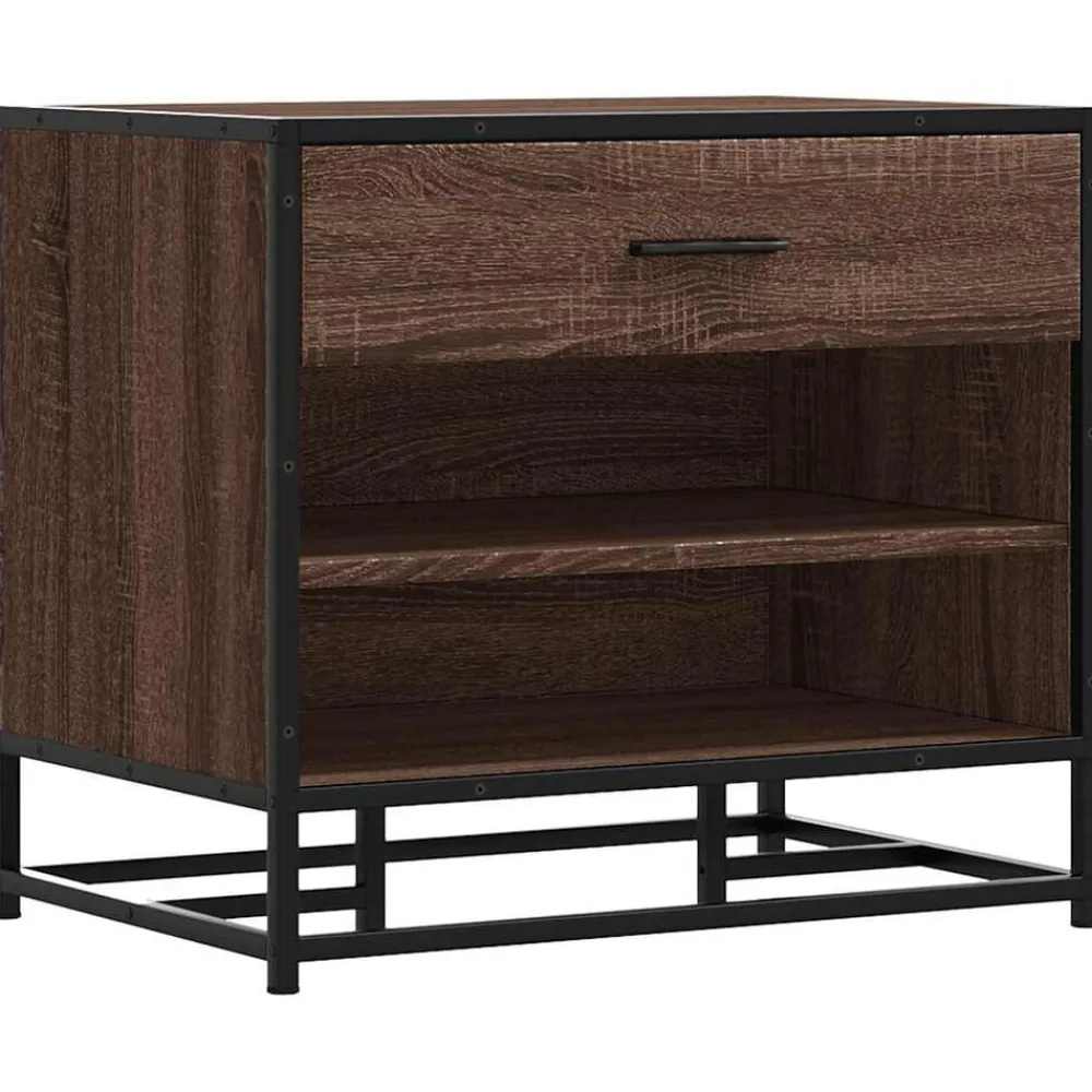 vidaXL Bancos-Zapatero madera de ingeniería roble marrón 60x40x53,5 cm