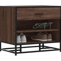 vidaXL Bancos-Zapatero madera de ingeniería roble marrón 60x40x53,5 cm