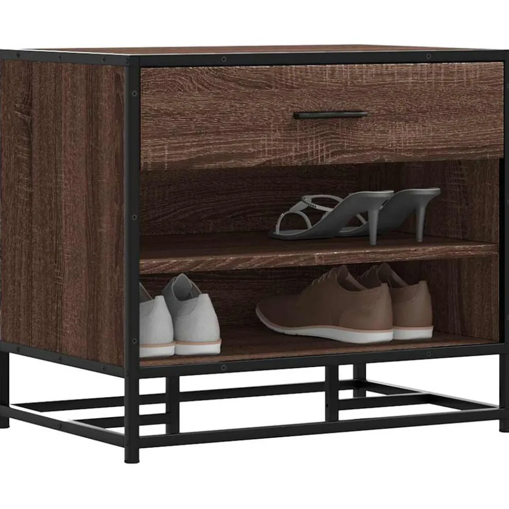 vidaXL Bancos-Zapatero madera de ingeniería roble marrón 60x40x53,5 cm