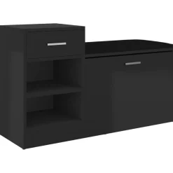 vidaXL Zapatero madera de ingeniería negro brillo 94,5x31x57 cm negro brillante