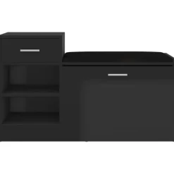 vidaXL Zapatero madera de ingeniería negro brillo 94,5x31x57 cm negro brillante