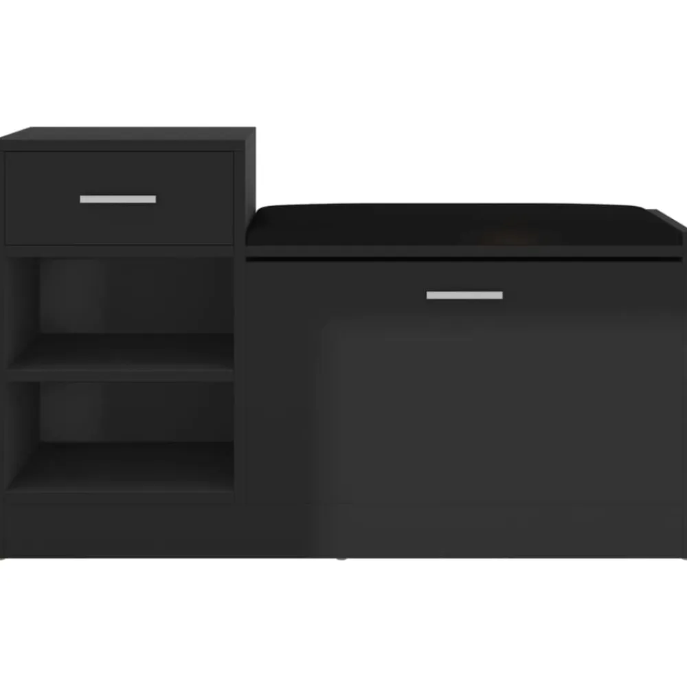 vidaXL Zapatero madera de ingeniería negro brillo 94,5x31x57 cm negro brillante