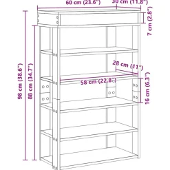 vidaXL Productos Del Hogar-Zapatero madera de ingeniería 60x30x98 cm