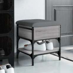 vidaXL Zapatero madera de ingeniería 42x42x45 cm Gris sonoma Discount