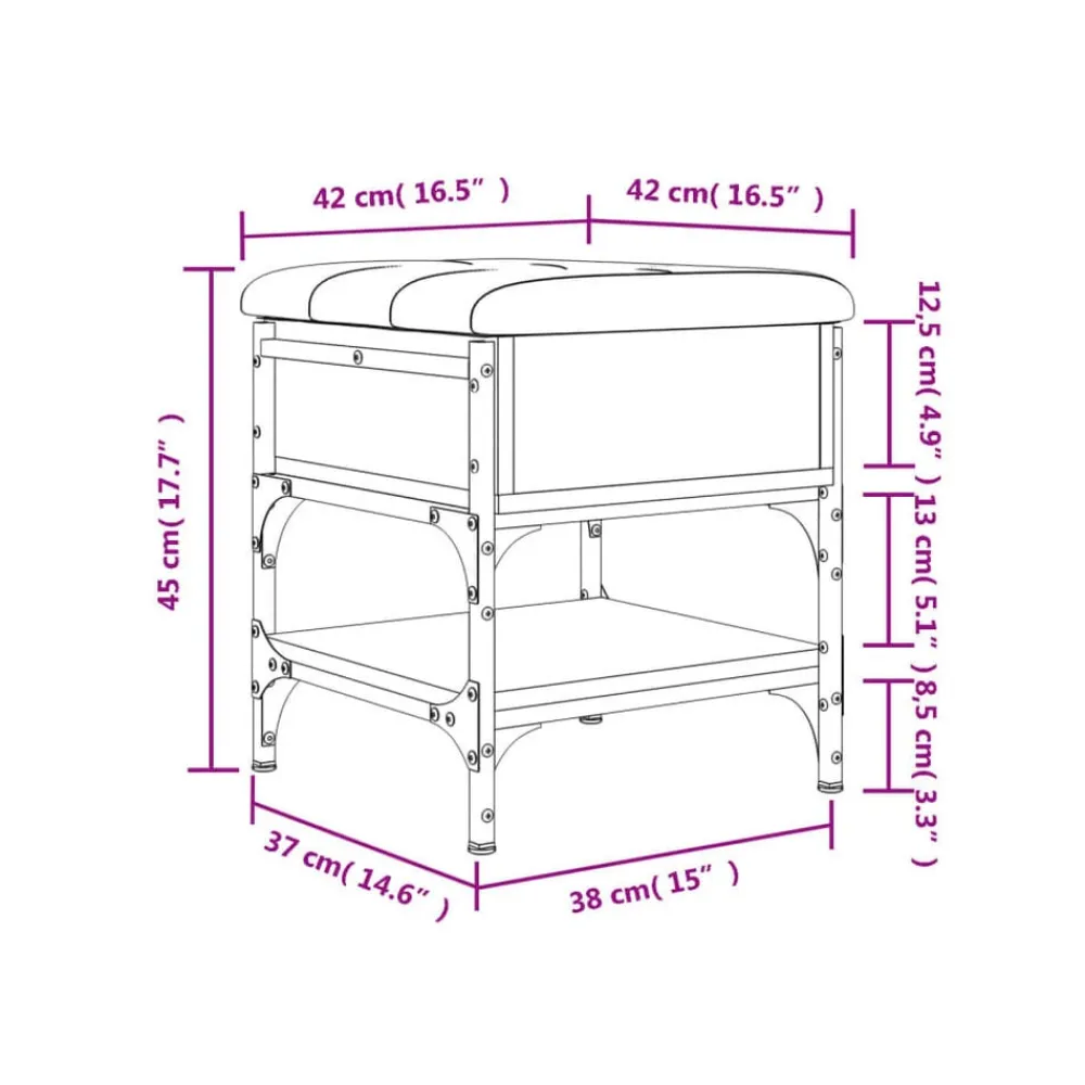vidaXL Zapatero madera de ingeniería 42x42x45 cm Gris sonoma Discount
