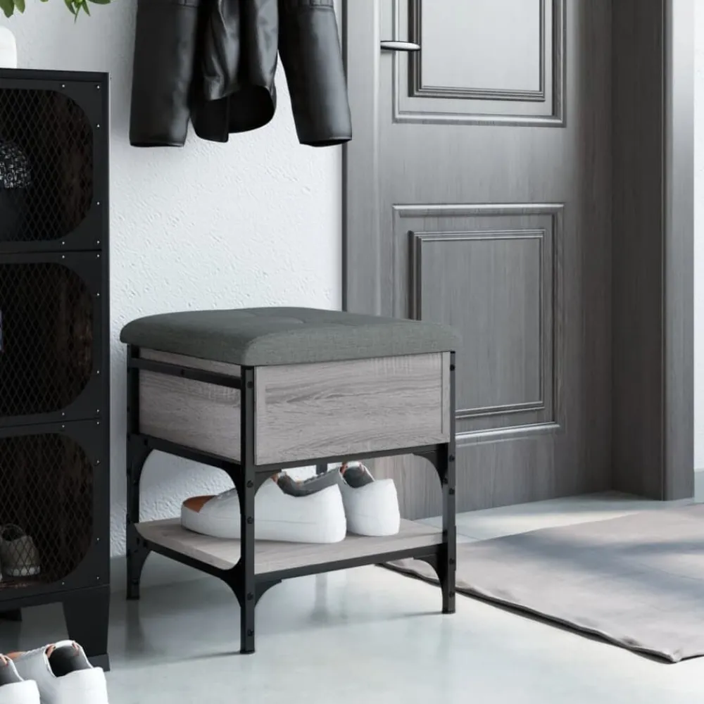 vidaXL Zapatero madera de ingeniería 42x42x45 cm Gris sonoma Discount