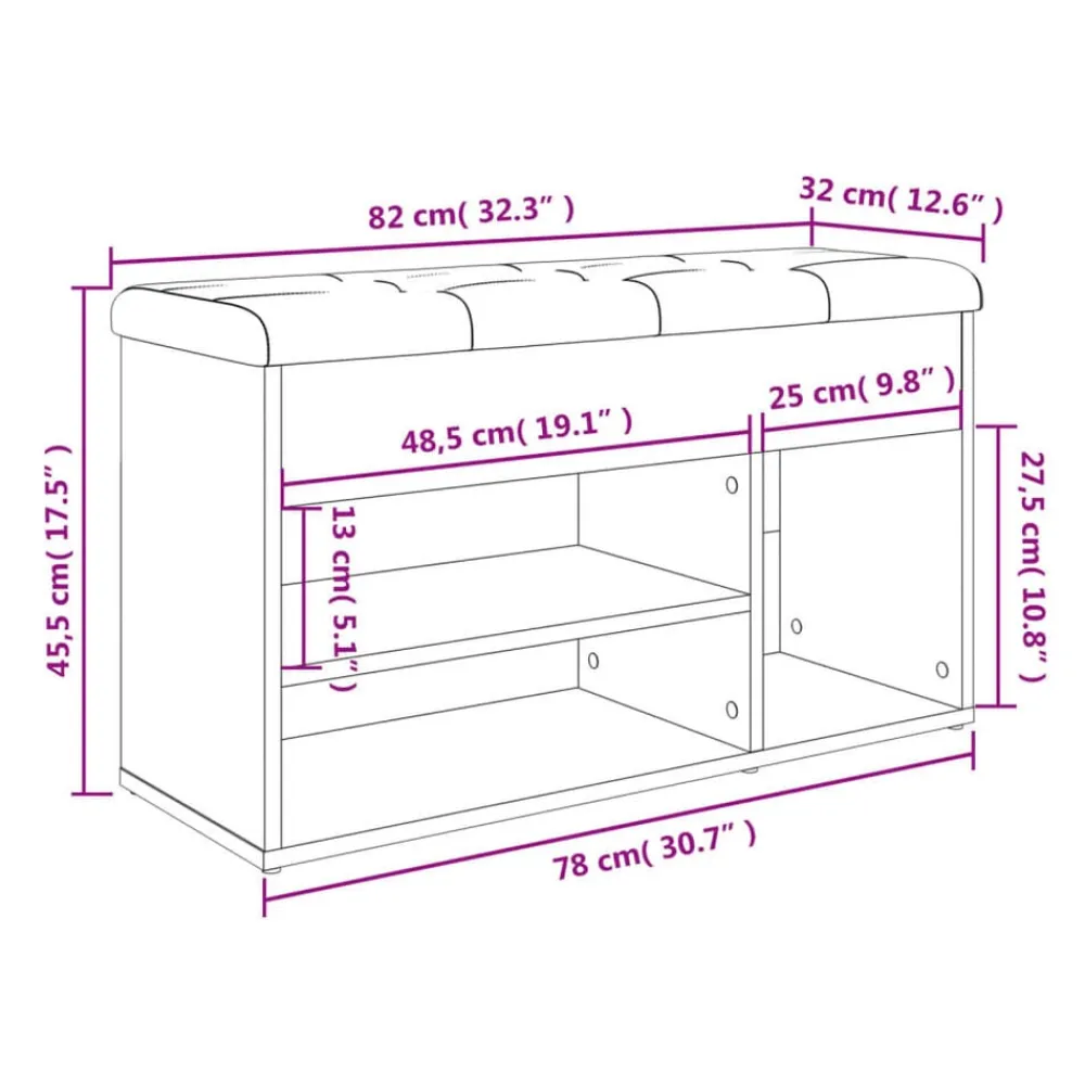 vidaXL Zapatero madera de ingeniería 82x32x45,5 cm Roble Sonoma Sale