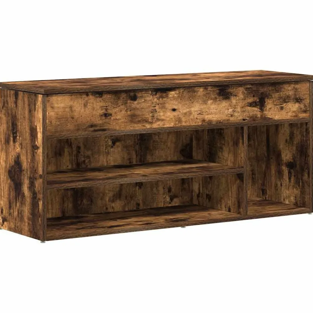 vidaXL Zapatero madera de ingeniería 102x30,5x45cm Roble ahumado Clearance