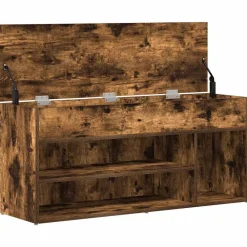 vidaXL Zapatero madera de ingeniería 102x30,5x45cm Roble ahumado Clearance