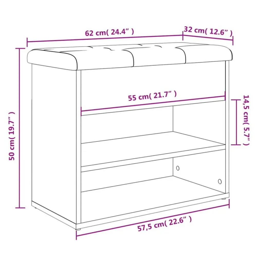 vidaXL Bancos-Zapatero madera de ingeniería 62x32x50 cm