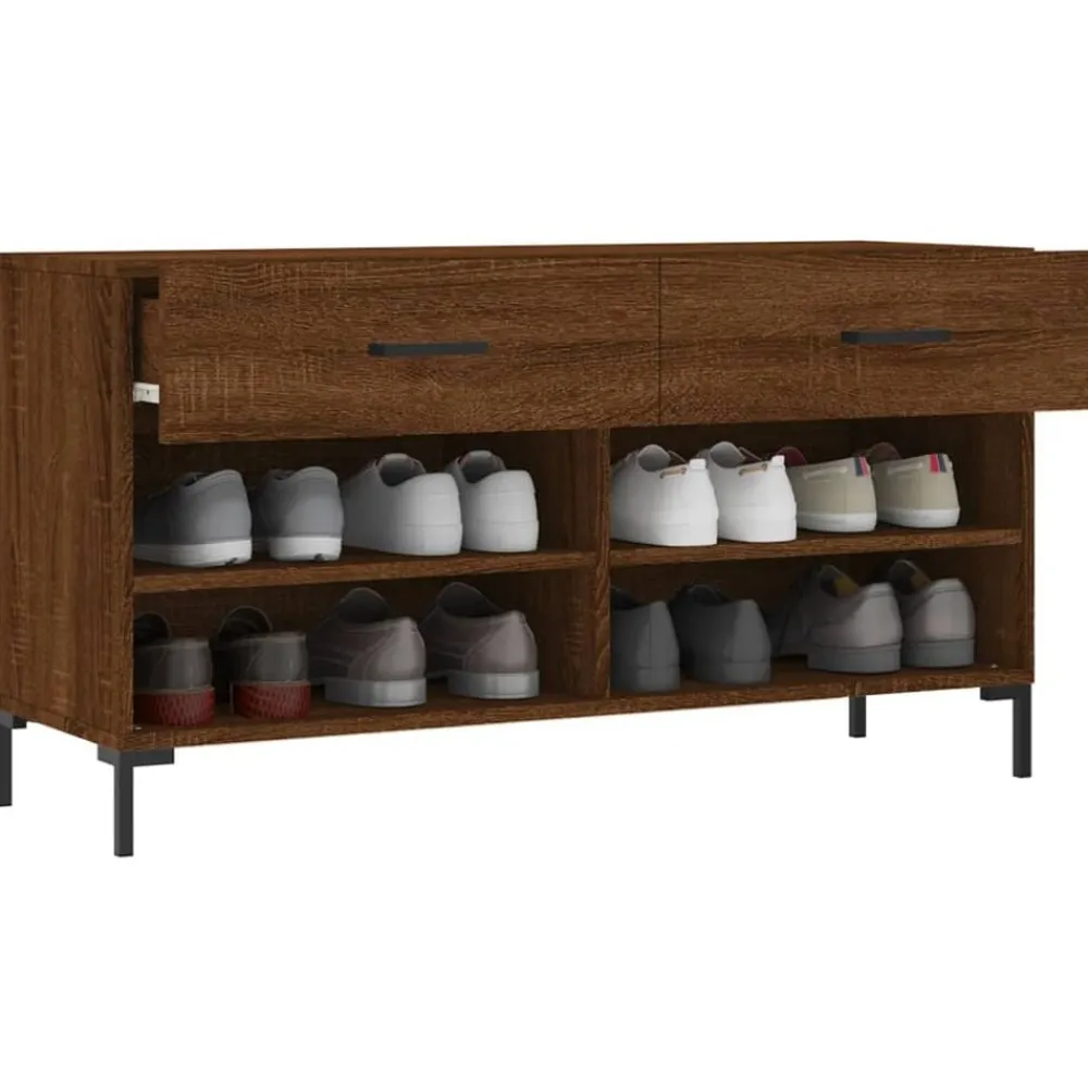 vidaXL Zapatero madera de ingeniería marrón roble 102x35x55 cm Marrón roble Best