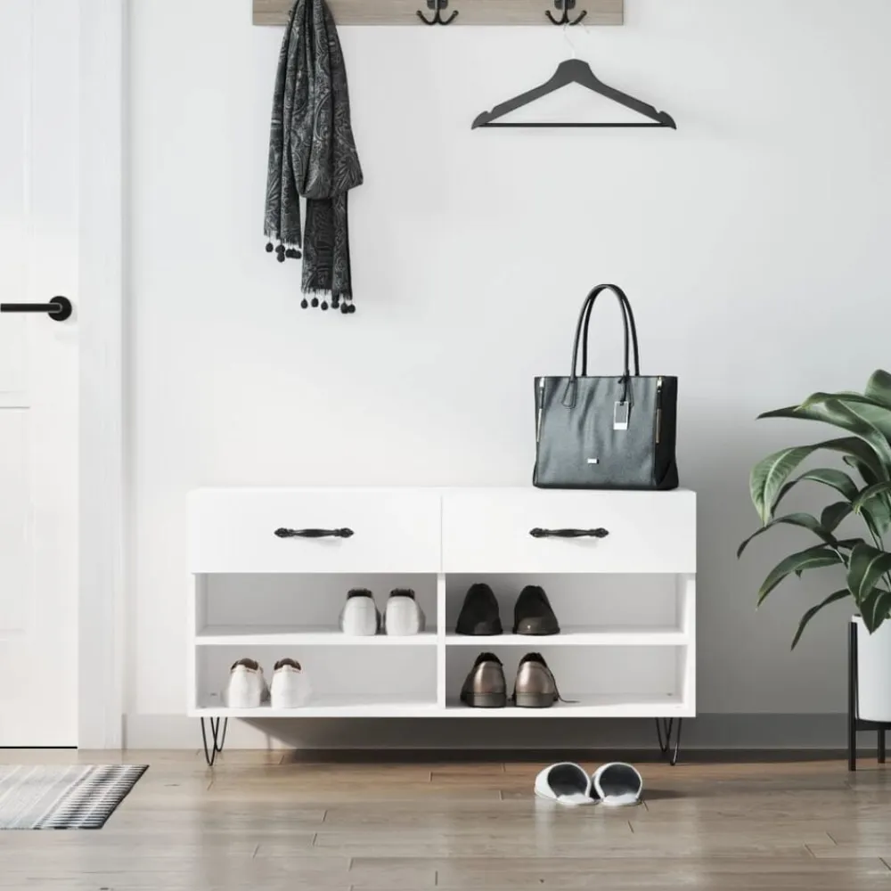 vidaXL Zapatero madera de ingeniería 102x35x55 cm Blanco Online
