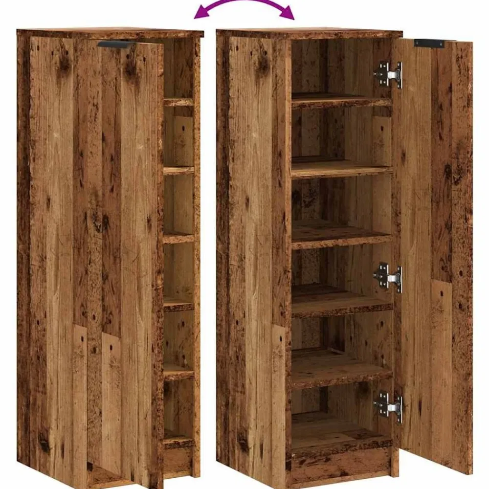 vidaXL Productos Del Hogar-Zapatero madera de ingeniería envejecida 29,5x35x100,5cm