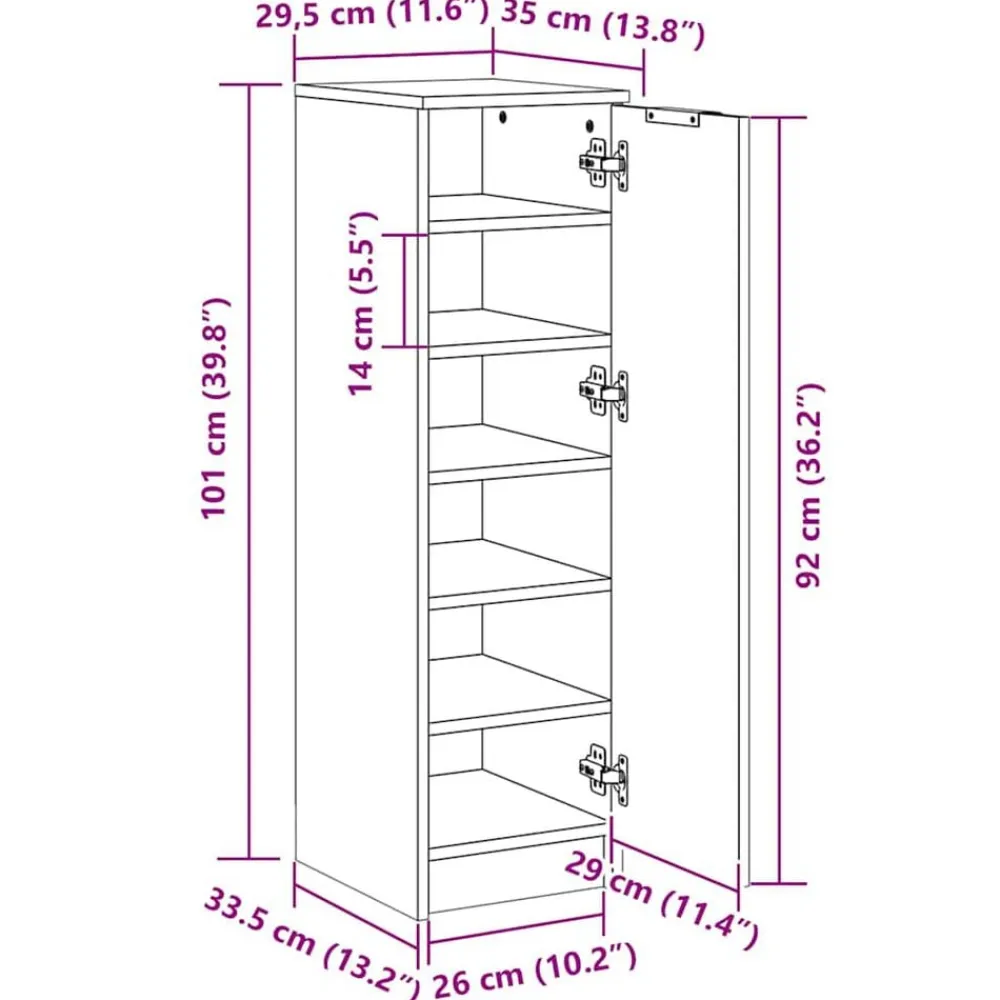 vidaXL Productos Del Hogar-Zapatero madera de ingeniería envejecida 29,5x35x100,5cm