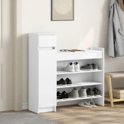 vidaXL Zapatero madera de ingeniería 100,5x28x100 cm Blanco Clearance