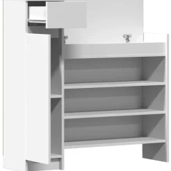 vidaXL Zapatero madera de ingeniería 100,5x28x100 cm Blanco Clearance