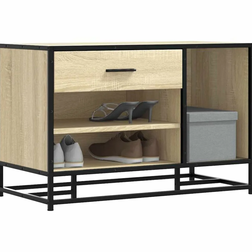 vidaXL Bancos-Zapatero madera de ingeniería 80x40x53,5 cm