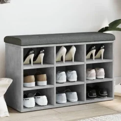 vidaXL Zapatero madera de ingeniería gris hormigón 82x32x50 cm Gris hormig&oacute;n Clearance