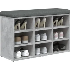 vidaXL Zapatero madera de ingeniería gris hormigón 82x32x50 cm Gris hormigón Clearance