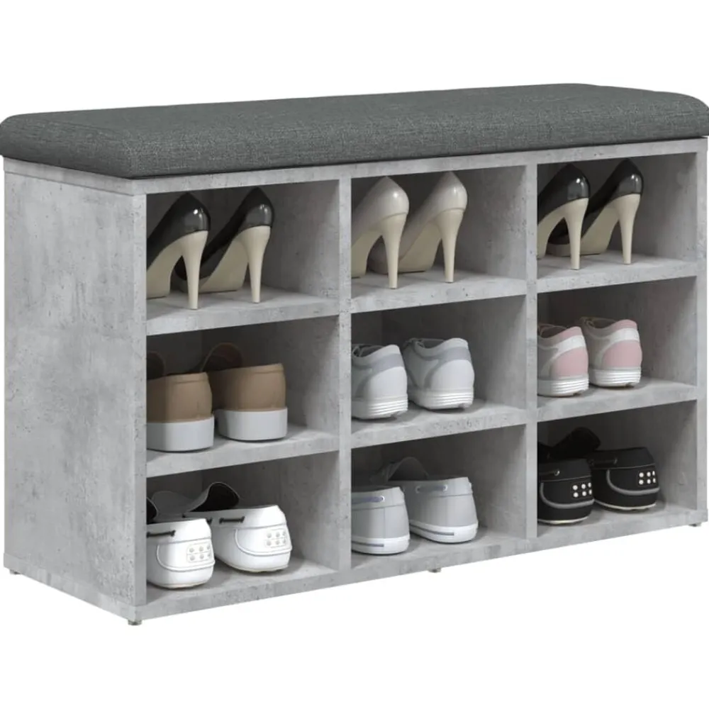 vidaXL Zapatero madera de ingeniería gris hormigón 82x32x50 cm Gris hormigón Clearance