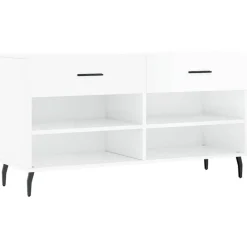 vidaXL Zapatero madera de ingeniería blanco brillo 102x35x55 cm Blanco brillante Best